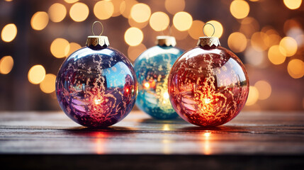 Obraz na płótnie Canvas Christmas Ornaments bokeh Defocused background