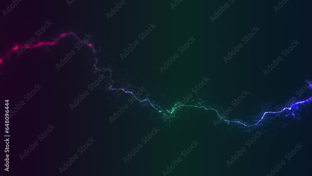 Poster 3d Glowing Distorted Light String/ 4k animation of an abstract 3d glowing light filament slowly snaking on a distorted path with ambient occlusion and depth of field