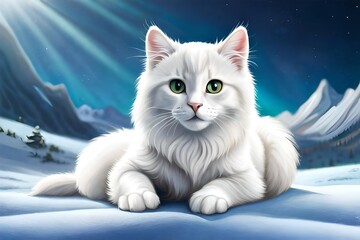 white cat with eyes