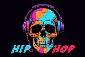 Colorful Hip-Hop Skull vector illustration