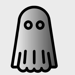 Ghost flat icon. Vector illustration. Black outlines on light gray background.