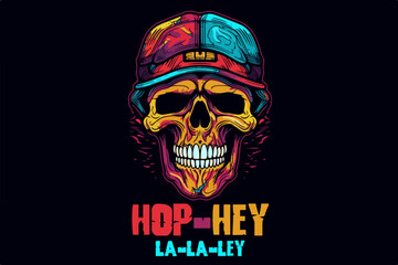 Colorful Hip-Hop Skull vector illustration