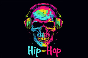 Colorful Hip-Hop Skull vector illustration
