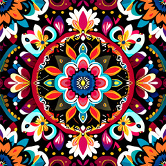 Seamless pattern with colorful mandalas. Vector illustration.