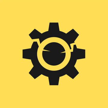 Vector broken cog illustration. An isolated illustration on a white background.