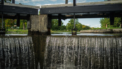 Detail view from a boat trip on Sweden's most famous canal, Göta Kanal, in September 2023. 