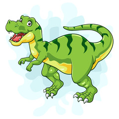 Cartoon green dinosaur on white background