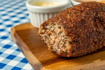 kibe, traditional Brazilian fried food. typical fried snack food stuffed with cheese