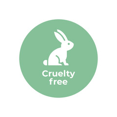 Pretty green animal cruelty free icon. Not tested on animals with rabbit silhouette symbol. Vector illustration. - obrazy, fototapety, plakaty