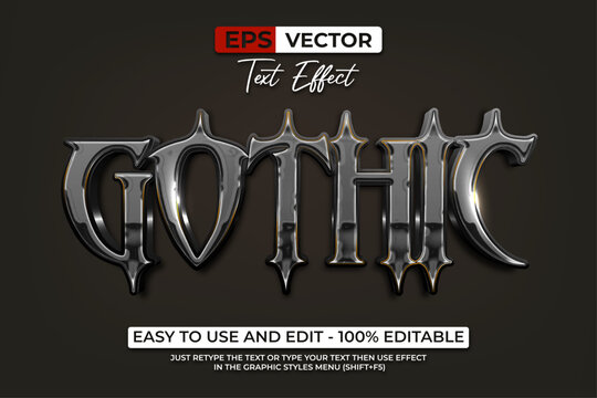Gothic Text Effect Metal Shiny Style. Editable Text Effect.