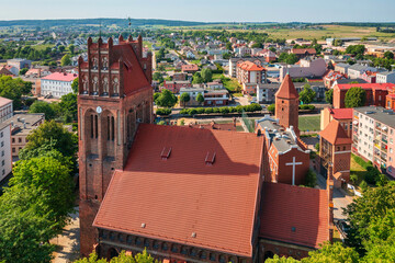 Beautiful architecture of the city of Lębork with fortified buildings of the Teutonic castle, Poland