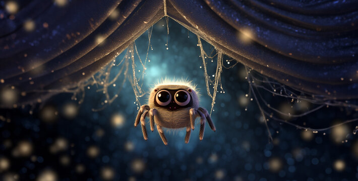 cute spider hanging under her web digital art hd wallpaper 