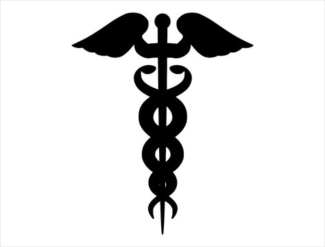 Caduceus medical symbol on white background