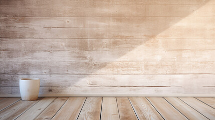 Weathered wooden wall with white vase