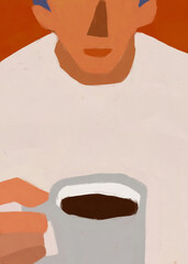 illustration of person drinking coffee