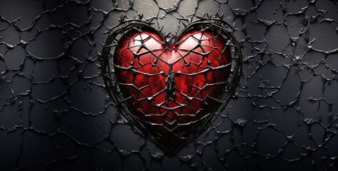 heart in the dark, spider web in a shape of heart digital hd wallpaper