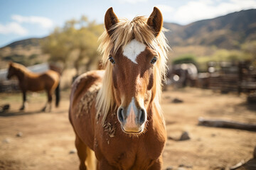 Obraz premium close up A horse in ranch