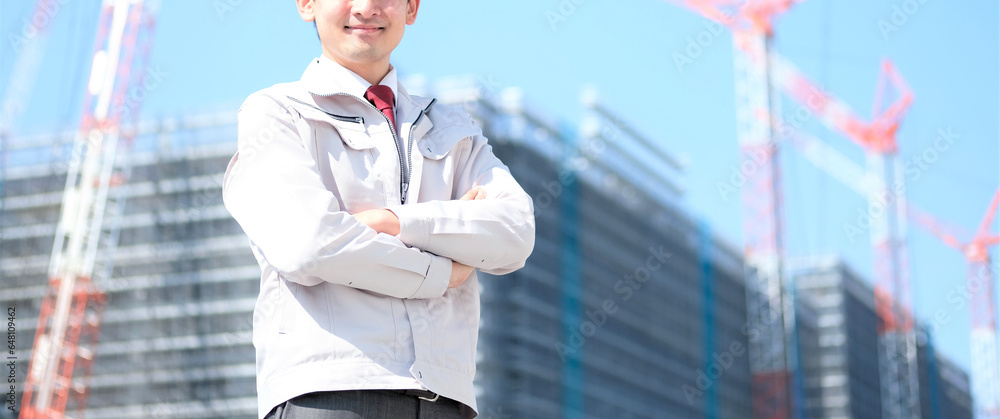 Poster 作業着を着た日本人男性