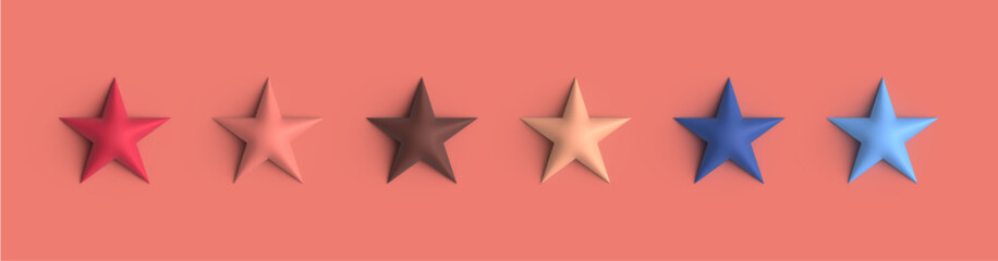 Set of 3d render stars for celebration, rating, event, birthday or christmas