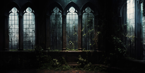  spooky halloween night, gothic church window, chapel window dark moody hd wallpaper