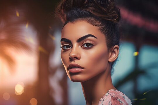 Beautiful brazilian young female. Generate Ai