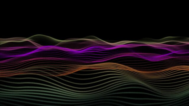 Animated colored lines as abstract animated background, black background with with colorful lines appearing and disappearing as loopable animation.