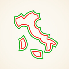 Italy - Stylized outline map in colors of the flag