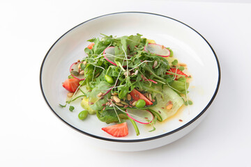 Avocado salad. Useful products. Vitamin salad.Healthy food. Isolated object. White background.Copy space. Isolated object.