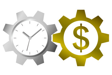 The gears of time and money. An illustration showing that time is money.