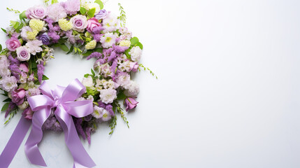 Funeral bouquet of flowers on isolated background