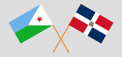 Crossed flags of Djibouti and Dominican Republic. Official colors. Correct proportion