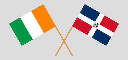 Crossed flags of Ivory Coast and Dominican Republic. Official colors. Correct proportion