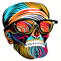 Skull in sunglasses. for tattoo or t-shirt design.