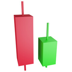 Piercing pattern candlestick clipart flat design icon isolated on transparent background, 3D render investment and trading concept