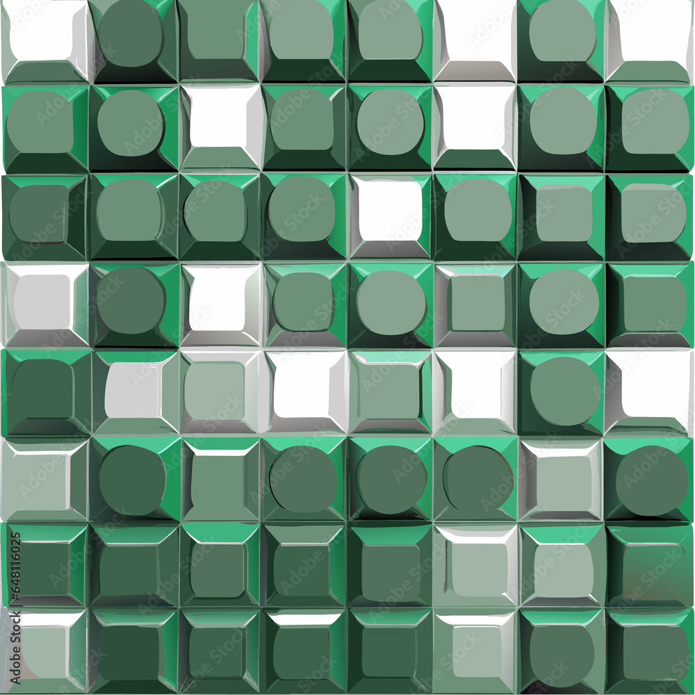 Poster seamless pattern with 3d green cubes.