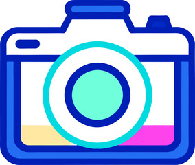 Camera with flash light vector isolated icon. Photo camera emoji illustration. Camera vector isolated emoticon