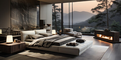 Fototapeta na wymiar Sophisticated Bedroom Design in Modern Style
