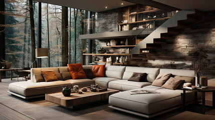 Contemporary Interior of Modern Living Room