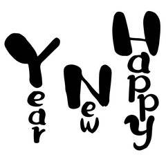ハッピーニューイヤーの手書きの筆文字