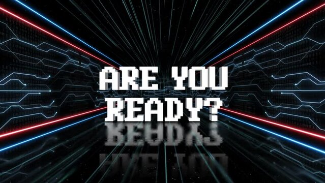 ARE YOU READY Text Animation and Tech Room, on Alpha Channel, Loop
