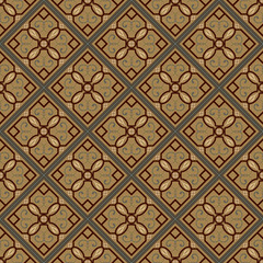 Moroccan Floor tiles - seamless vintage pattern with quatrefoils. Seamless vector background. Plain colors - easy to recolor.