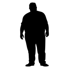Obese Plus Size man silhouette icon symbol. Vector illustration