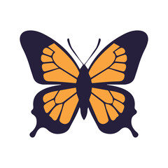 Monarch butterfly vector illustration, flat orange monarch butterfly icon isolated on a white background