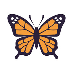 Monarch butterfly vector illustration, flat orange monarch butterfly icon isolated on a white background