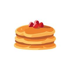 Pancake vector illustration, flat pancake with berry toppings vector art isolated on a white background
