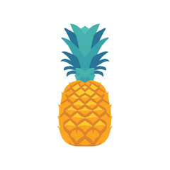 2d flat pineapple vector illustration, pinapple fruit colored icon vector art isolated on a white background