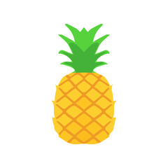 2d flat pineapple vector illustration, pinapple fruit colored icon vector art isolated on a white background