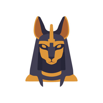 Anubis head vector illustration, ancient egyptian anubis head mascot flat  vector art isolated on a white background. Perfect for logo, mascot, sticker, etc.