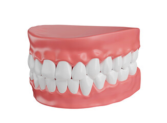 Realistic dental arch isolated on white on transparent background in 3d rendering