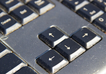 Old dusty keys from the keyboard, the keyboard from the computer.